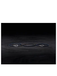 Lash Double Wrap Silver Chain And Braided Leather Bracelet