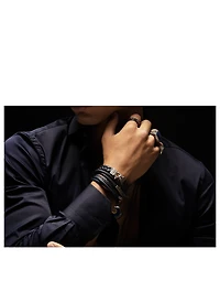 Lash Double Wrap Silver Chain And Braided Leather Bracelet