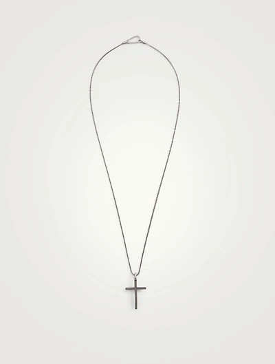 The Cross Oxidized Silver Thin Pendant Necklace