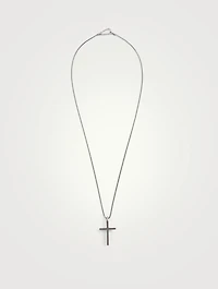The Cross Oxidized Silver Thin Pendant Necklace