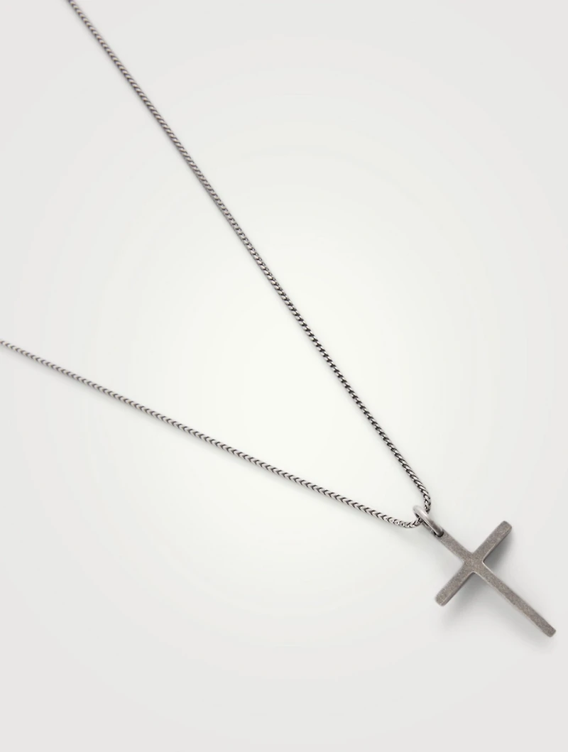 The Cross Oxidized Silver Thin Pendant Necklace
