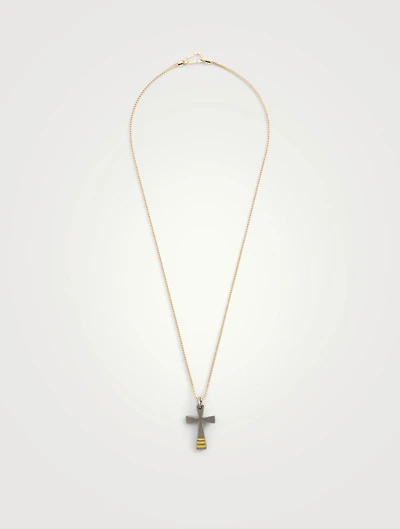 The Cross Black And Yellow Silver Pendant Necklace
