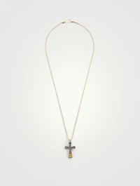 The Cross Black And Yellow Silver Pendant Necklace