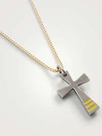 The Cross Black And Yellow Silver Pendant Necklace