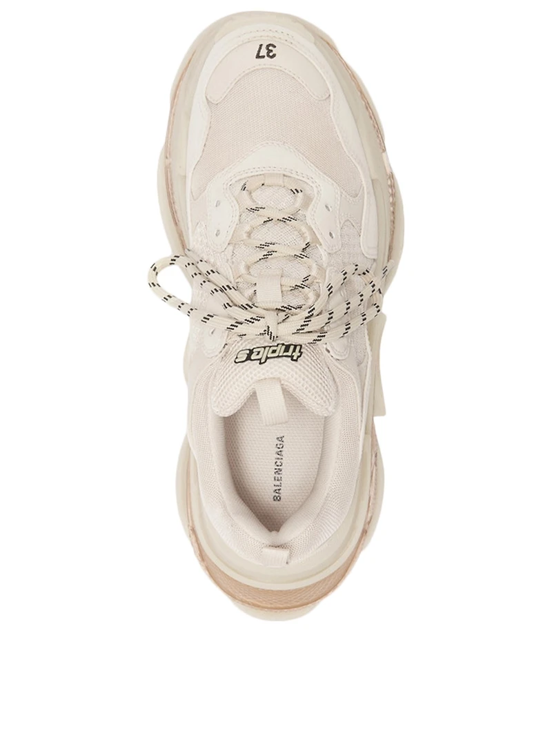 Triple S Clear Sole Leather And Mesh Sneakers