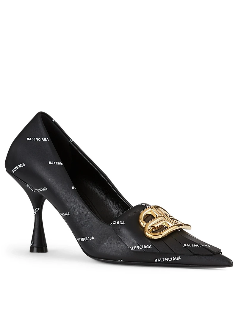 Fringe Knife BB Leather Pumps Logo Print