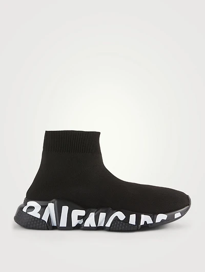 Speed Knit High-Top Sock Sneakers With Logo Sole