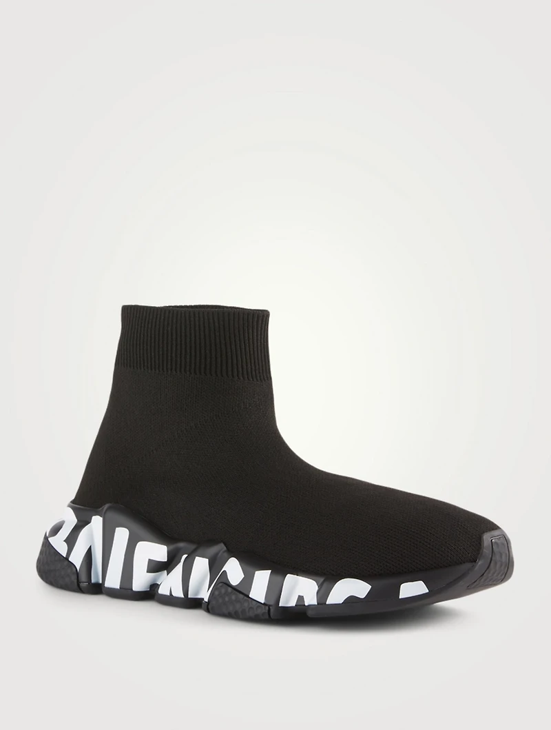 Speed Knit High-Top Sock Sneakers With Logo Sole