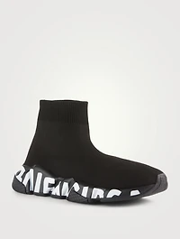 Speed Knit High-Top Sock Sneakers With Logo Sole