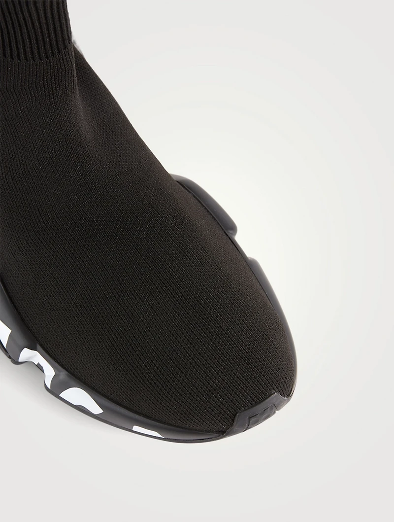 Speed Knit High-Top Sock Sneakers With Logo Sole