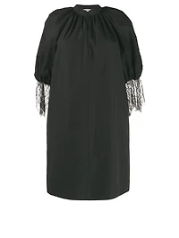 Puff-Sleeve Mini Dress With Lace