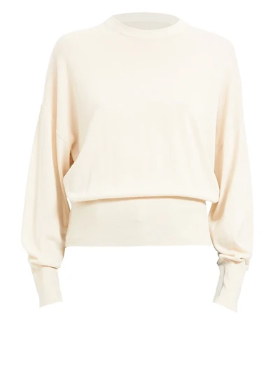 Wool Crewneck Blouson Sweater