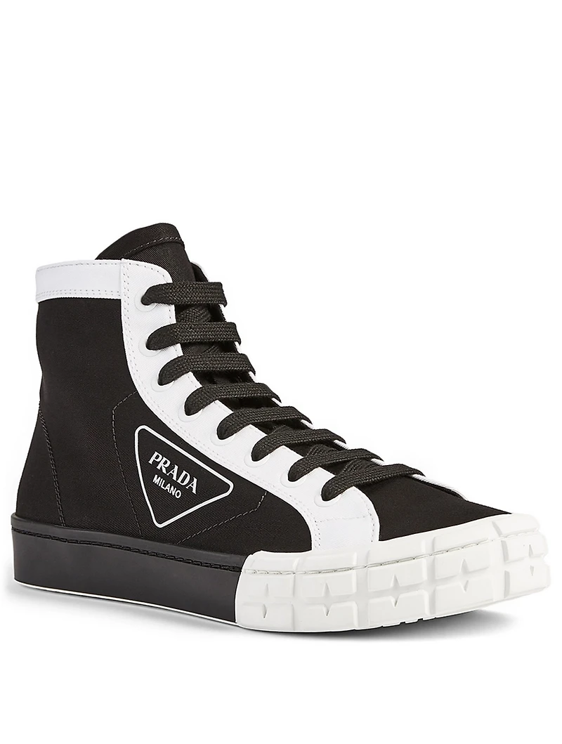 Gabardine Logo High-Top Sneakers