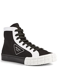 Gabardine Logo High-Top Sneakers