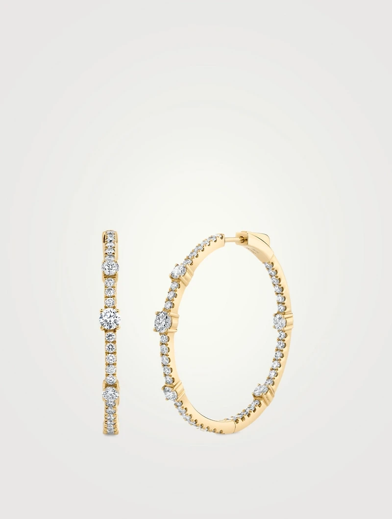 Large Collins 18K Gold Hoop Earrings With Diamonds