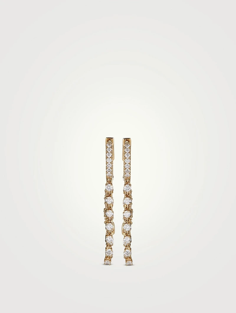 Sophia 18K Gold Double Chain Huggie Earrings With Diamonds