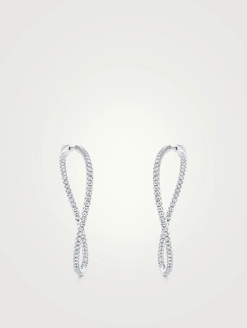18K White Gold Twist Earrings With Diamonds
