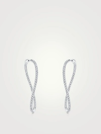 18K White Gold Twist Earrings With Diamonds