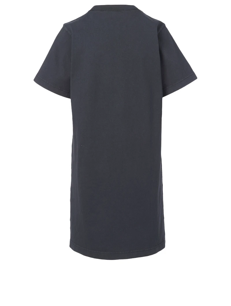 Cotton T-Shirt Dress With Stamp