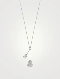 Petite Wulu 18K White Gold Necklace With Diamonds And Mother-Of-Pearl