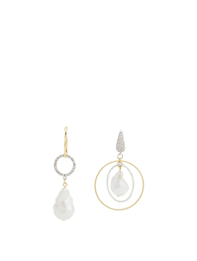 Cardiff Mismatched Hoop Earrings With Pearls
