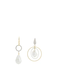 Cardiff Mismatched Hoop Earrings With Pearls