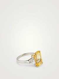 Unheated Yellow Sapphire Ring With Diamonds