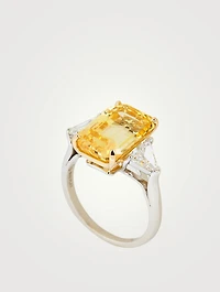 Unheated Yellow Sapphire Ring With Diamonds