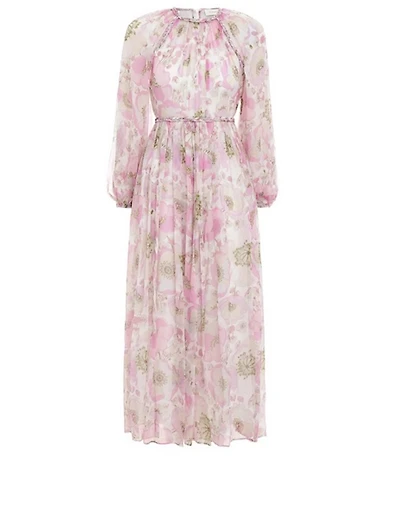 Super Eight Silk Braid Midi Dress Poppy Print