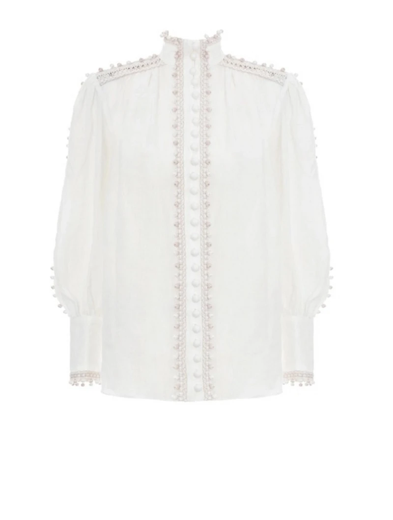 Super Eight Long-Sleeve Corded Blouse