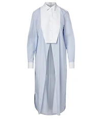 Cotton Longline Shirt Striped Print