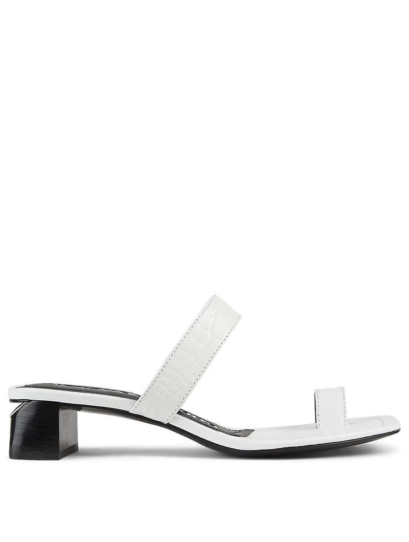 Ellis Croc-Embossed Leather Heeled Sandals