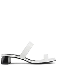 Ellis Croc-Embossed Leather Heeled Sandals