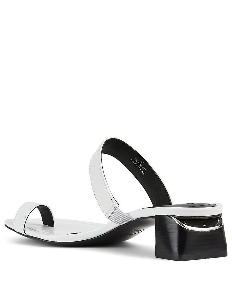 Ellis Croc-Embossed Leather Heeled Sandals