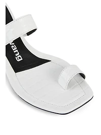 Ellis Croc-Embossed Leather Heeled Sandals