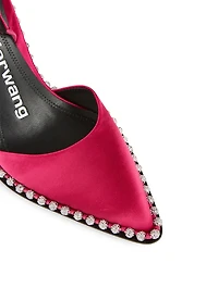 Rina Satin Slingback Pumps With Crystal Ball-Chain