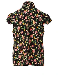 Silk Bow Blouse Floral Print