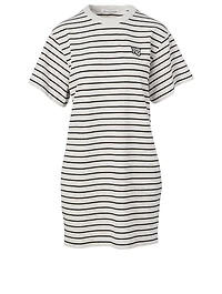 Cotton Short-Sleeve Dress Striped Print