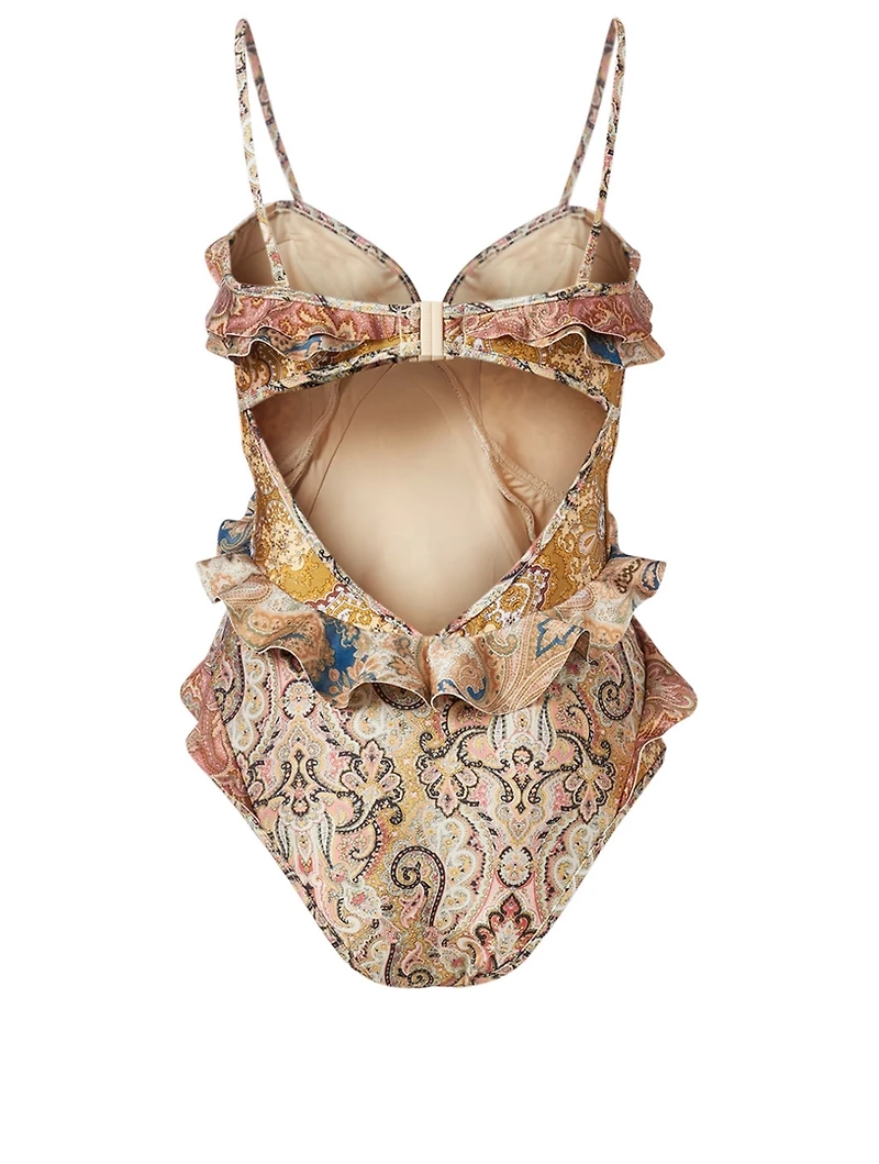 Freja Spliced Frill One-Piece Swimsuit Paisley Print