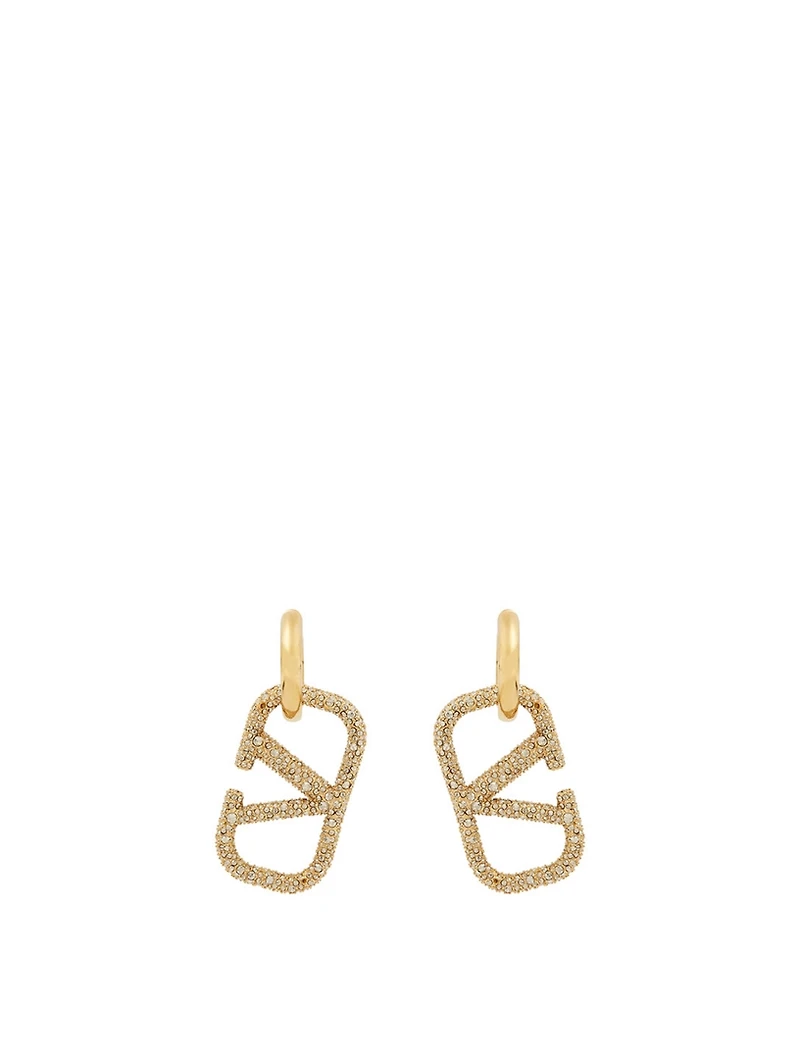 V Hoop Earrings With Crystals
