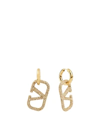 V Hoop Earrings With Crystals