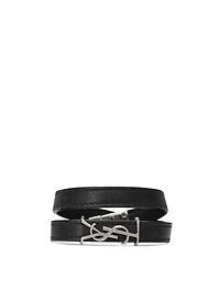 YSL Monogram Leather Wrap Bracelet