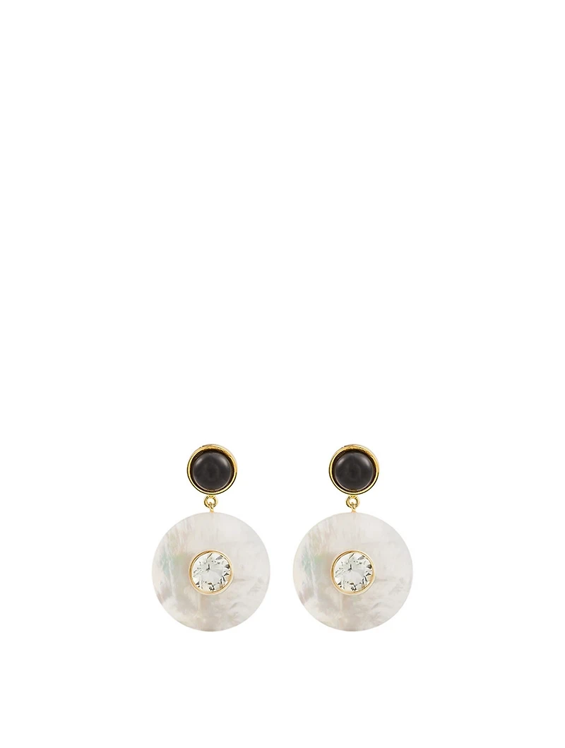 Taj Disc Earrings With Mother Of Pearl And Onyx