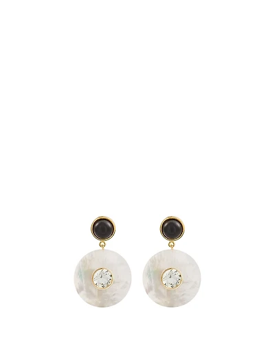 Taj Disc Earrings With Mother Of Pearl And Onyx