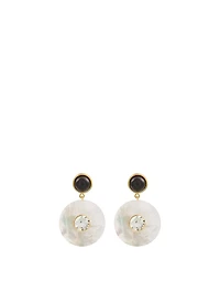 Taj Disc Earrings With Mother Of Pearl And Onyx