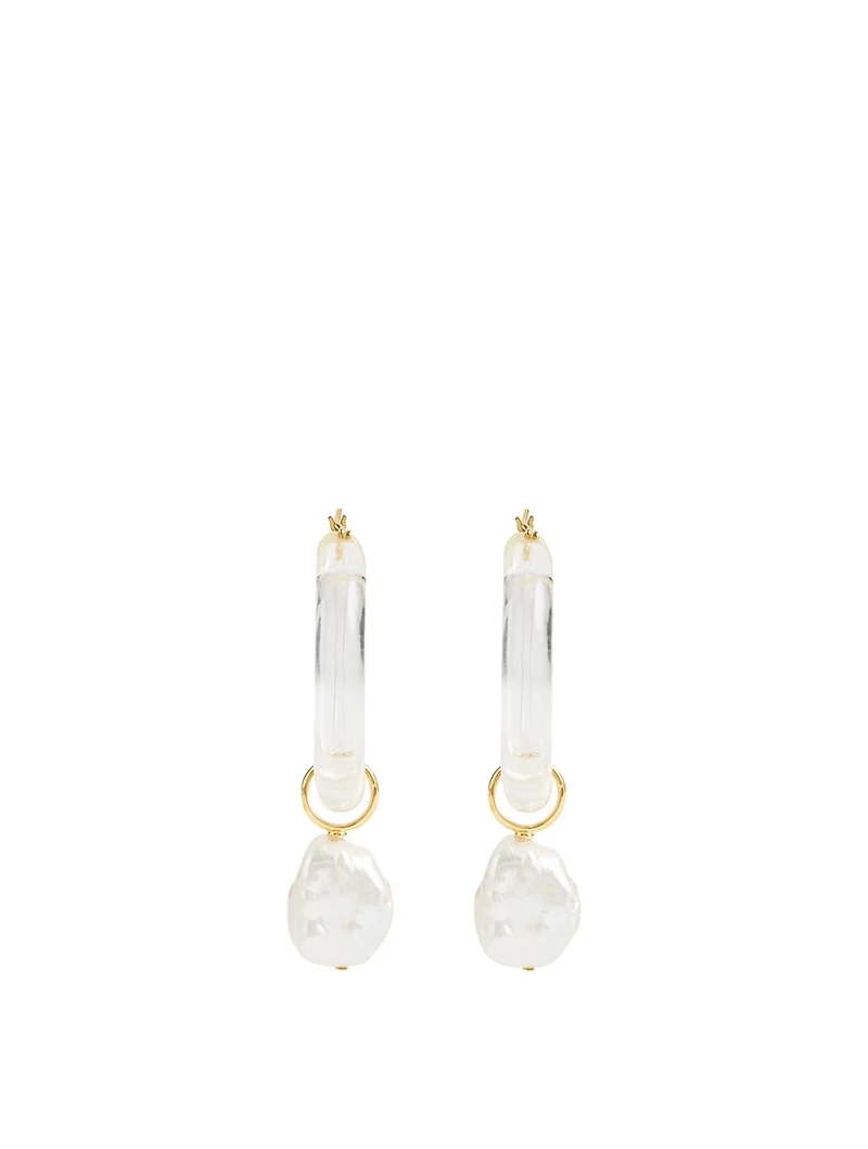 Frost Acrylic Hoop Earrings With Pearls