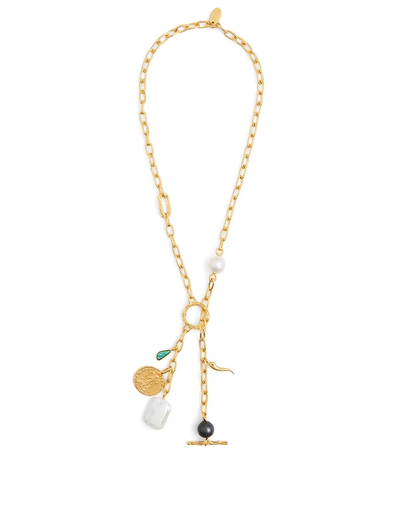 Scorpion Lariat Necklace With Pearls