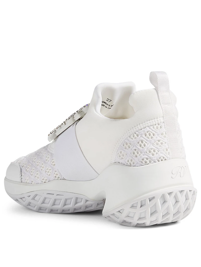 Viv' Run Strass Mesh Neoprene Sneakers With Floral Print