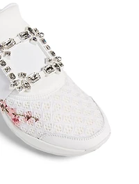 Viv' Run Strass Mesh Neoprene Sneakers With Floral Print