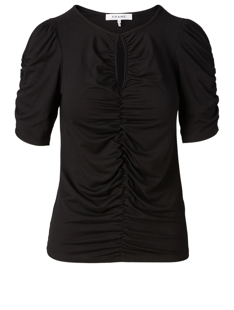 Shirred Keyhole Top
